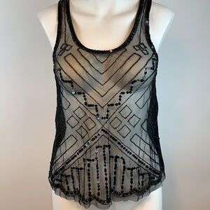 Passport Sequins Sheer Front top - size S